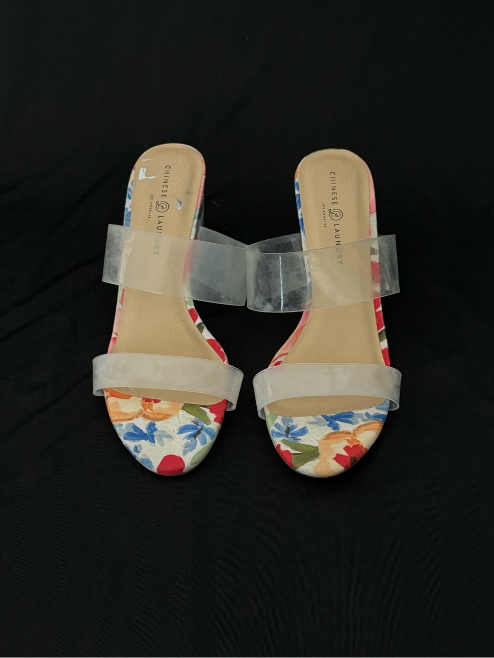 Chinese Laundry Floral Clear Strap Slide Sandals - Multicolor